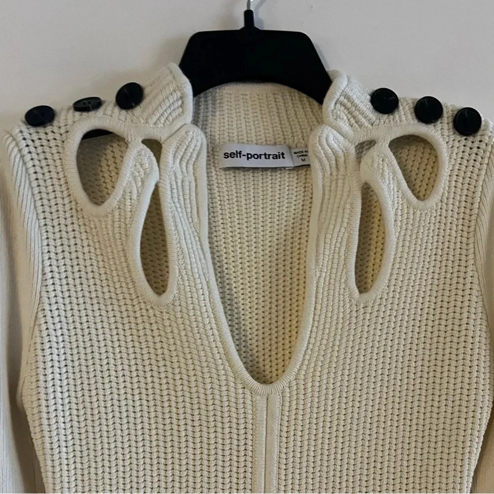 Self-Portrait Knit Cut Out Tunic Dress - Picture 7 of 10